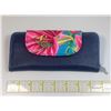 Image 2 : Lily Slippers size 8/9  and Lily Wallet is Navy Blue Leather and Farbric