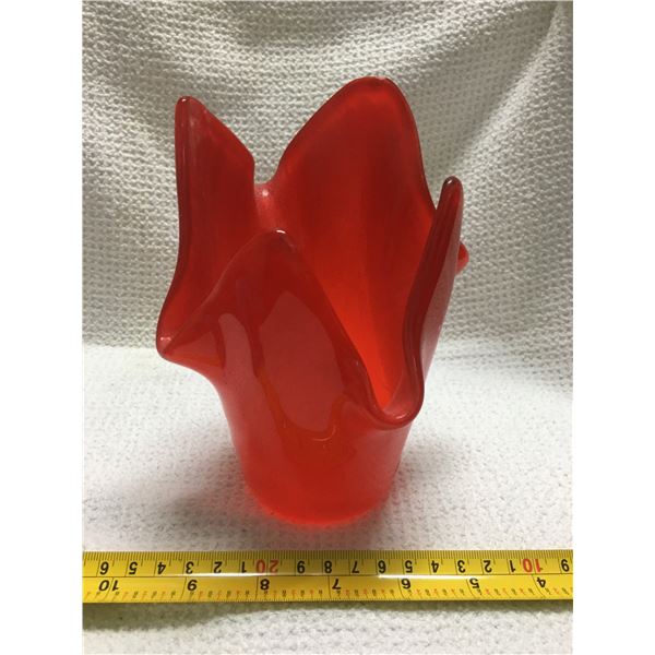 Red Fused Glass Vase