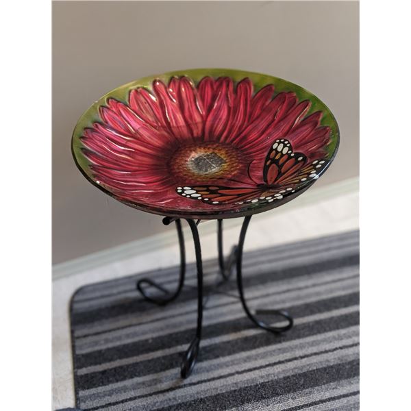 Solar Birdbath  18"glass bowl ,40 LED  lights with stand