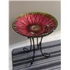 Image 1 : Solar Birdbath  18"glass bowl ,40 LED  lights with stand