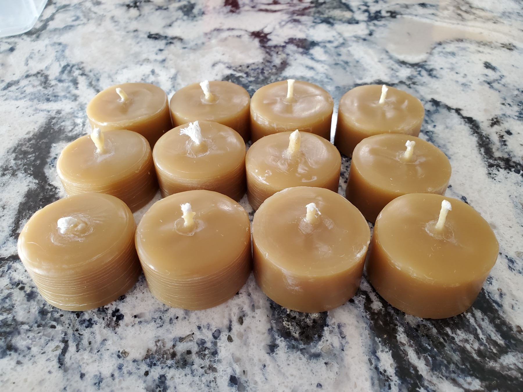 12 Bees Wax tea light candles Hand crafted