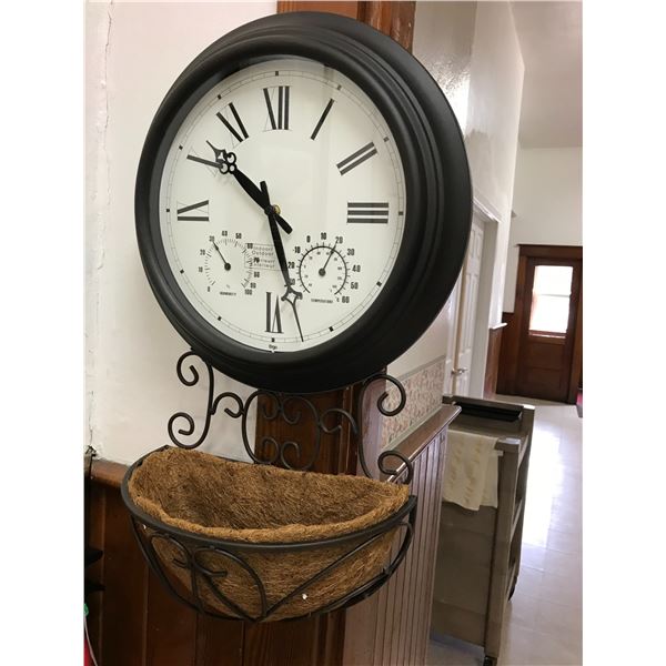 Outdoor Clock with plant holder