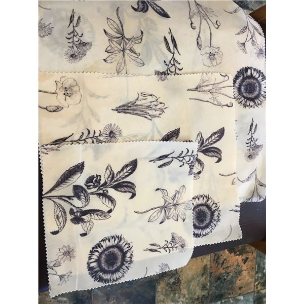 Three piece set of beeswax cloths  -1 small, 1 medium, 1 large