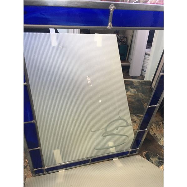 18 X24" Mirror with handcrafted stained glass edging