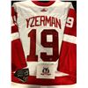 Image 1 : STEVE YZERMAN AUTOGRAPHED RED WINGS ADIDAS JERSEY W/1755 POINTS INSCRIPTION (AJ SPORTSWORLD COA)