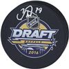 Image 1 : CARTER HART PHILADELPHIA FLYERS AUTOGRAPHED 2016 NHL DRAFT LOGO PUCK (FANATICS HOLO)