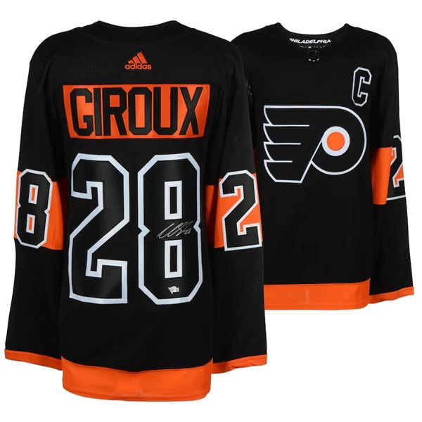 CLAUDE GIROUX FLYERS AUTOGRAPHED BLACK ALTERNATE ADIDAS AUTHENTIC JERSEY (FANATICS COA )