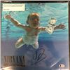 Image 1 : DAVE GROHL NIRVANA NEVERMIND ALBUM COVER W/VINYL AUTOGRAPHED (BECKETT COA)