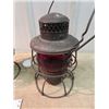 Image 2 : 2 Railway Lanterns w Red Glass - Embossed CNR