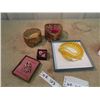 Image 1 : Necklace, Brooch, Earrings & 2 Fancy Brass & Glass Jewellery Boxes