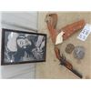 Image 1 : Roy Rogers Framed Poster, Vintage Cap Gun & Holster & 2 Barrel Pistol, 2 Western Rodeo Blet Buckles