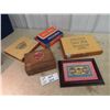Image 1 : Thomas Hinds & Elegante Nicaraguan Wood Cigar Boxes & Framed Cigar Label