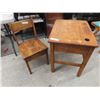 Image 1 : Wooden School Desk & Chair - Desk is 25" H 25" W 19" D
