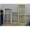 Image 1 : 3 Old Wood Framed Windows 1) 23" x 46" 1) 35" x 28" & 1) 24" x 58"
