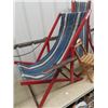 Image 2 : 2 Vintage Wood Folding Lawn Chairs, Folding Child's Chair & Stand