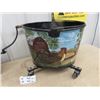 Image 2 : Metal Mop Pail w Barnyard Art & Wringer