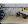 Image 1 : 2 Wrought Iron Candle Holders, Wrought Iron Bottle Carrier,  & Wrought Iron Center Piece