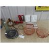 Image 1 : Kitchen Utensils, Kitche Slogan Decor, Clock Pink Glass Bowls Plus More!