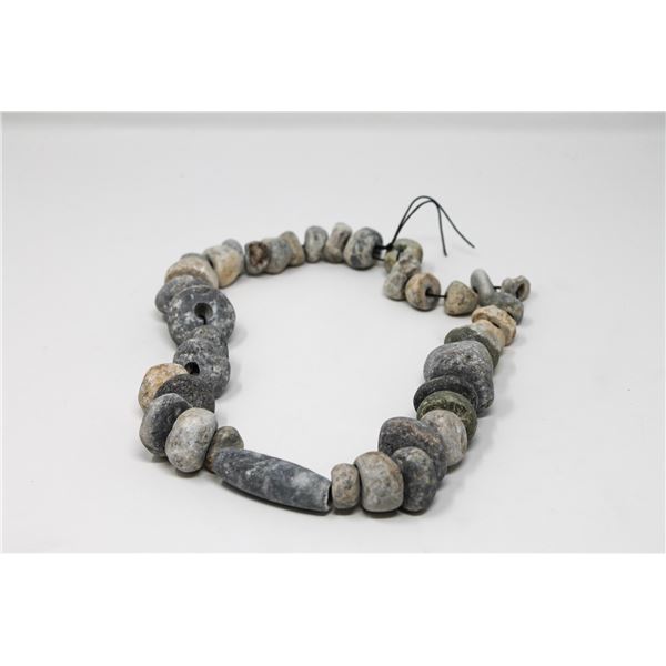 MAYAN JADE CARVED BEADED NECKLACE AD 250-900 22”