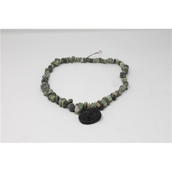 MAYAN JADE CARVED BEADED NECKLACE AD 250-900 22"