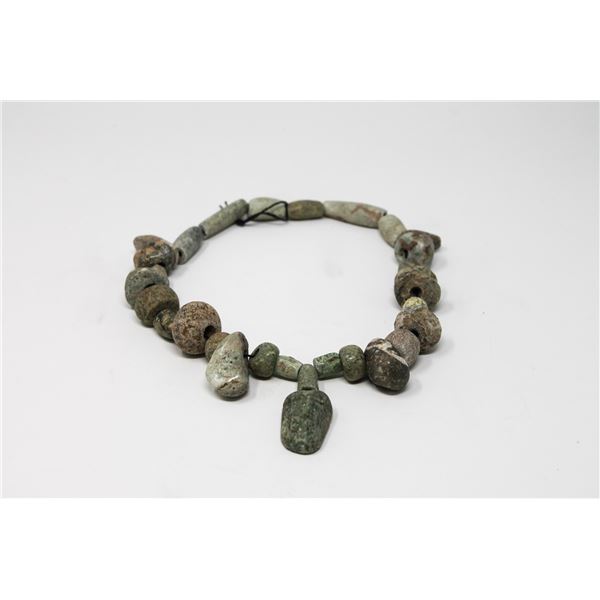 MAYAN JADE CARVED BEADED NECKLACE AD 250-900 28"