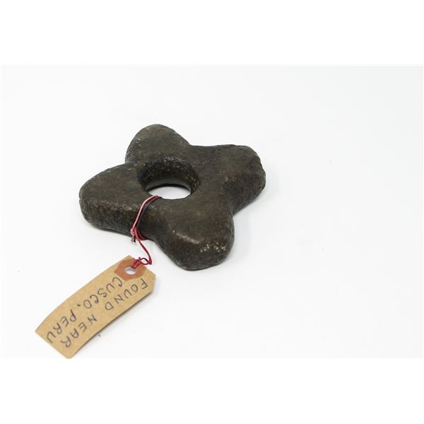 PRE COLUMBIAN (1450) PERUVIAN STONE MACE HEAD