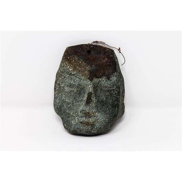 500BC MAYAN GREEN STONE FACE PENDANT 4.5"