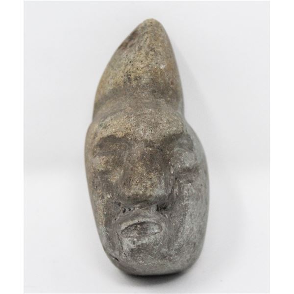 PRE COLUMBIAN CARVED STONE FACE 3.25"