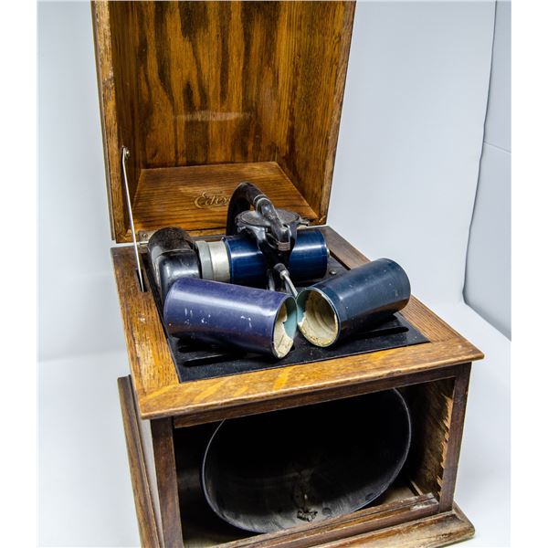 ANTIQUE EDISON GRAFANOLA MUSIC OKAYER WITH MUSIC