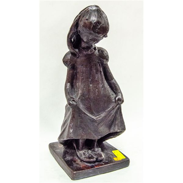 CAST STATUE OF GIRL TRYING ON MOMS SHOES APP 24"