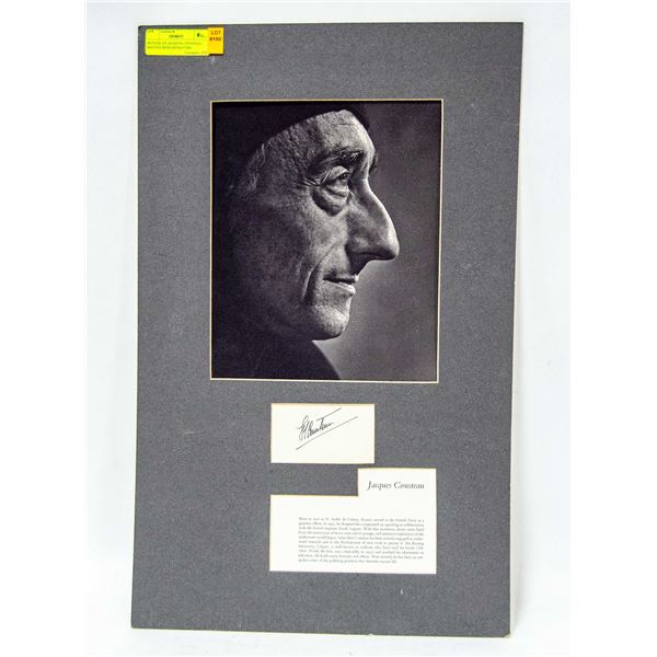 PICTURE OF JACQUES COUSTEAU MATTED WITH SIGNATURE