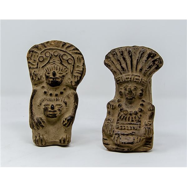 PAIR OF MAYAN STYLE CLAY FIGURES VESSELS