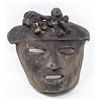 Image 1 : PRE COLUMBIAN CLAY MASK WITH FIGURAL ADORNMENT