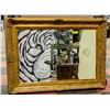 Image 1 : HAND PAINTED TIGER ON MIRROR BACKGROUND WITH