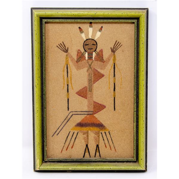 1970S NAVAJO SAND PAINTING FRAMED