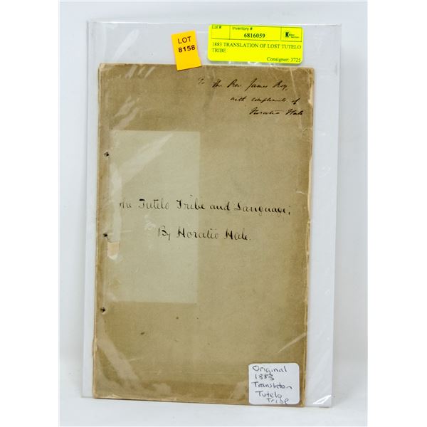1883 TRANSLATION OF LOST TUTELO TRIBE