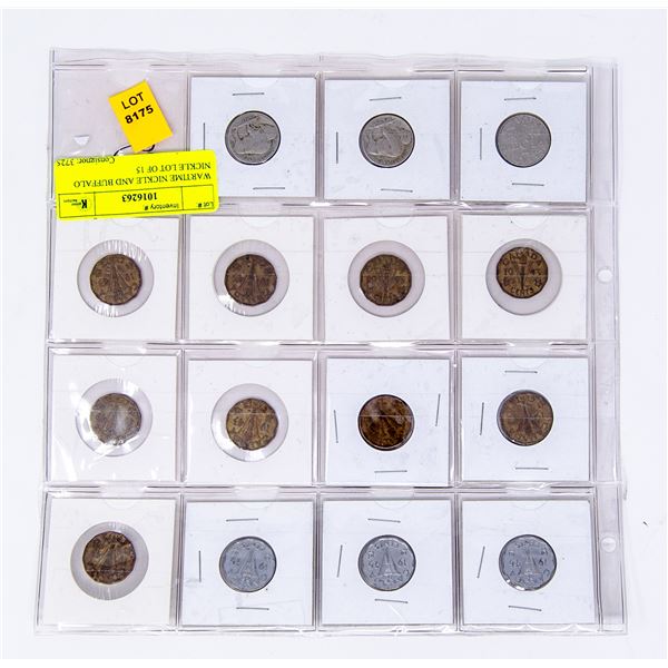WARTIME NICKLE AND BUFFALO NICKLE LOT OF 15