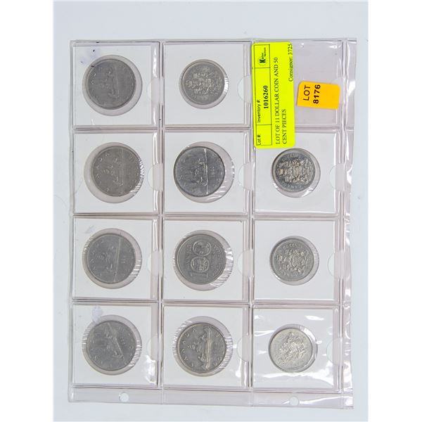 LOT OF 11 DOLLAR COIN AND 50 CENT PIECES