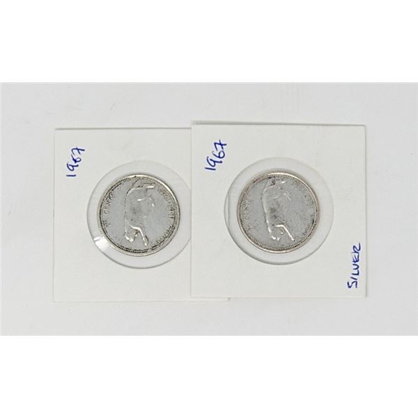 PAIR OF 1967 CENTENNIAL SILVER QUARTERS