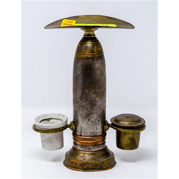 WW1 TRENCH ART SHRAPNEL SMOKING STAND