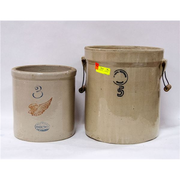 PAIR OF LARGE VINTAGE CROCKS