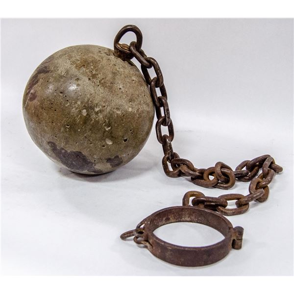 ANTIQUE BALL AND CHAIN FROM OLD FORT SK PRISON