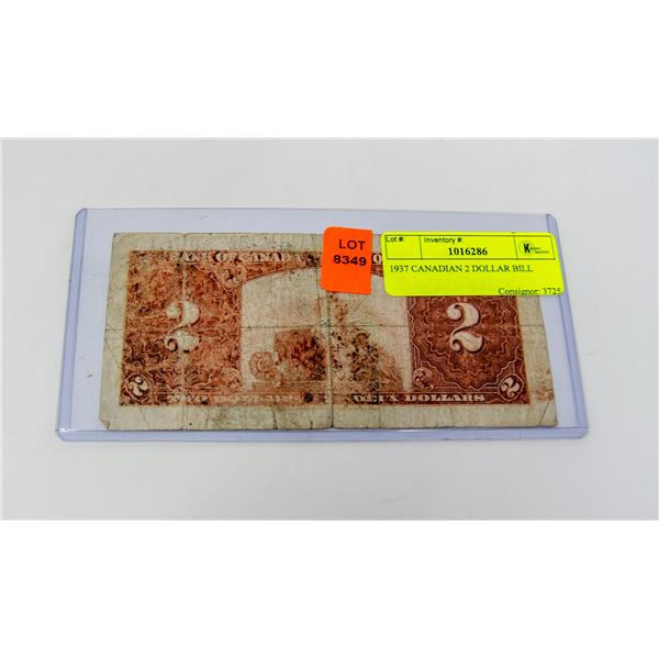 1937 CANADIAN 2 DOLLAR BILL