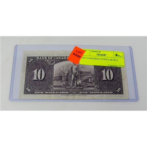 1937 CANADIAN 10 DOLLAR BILL