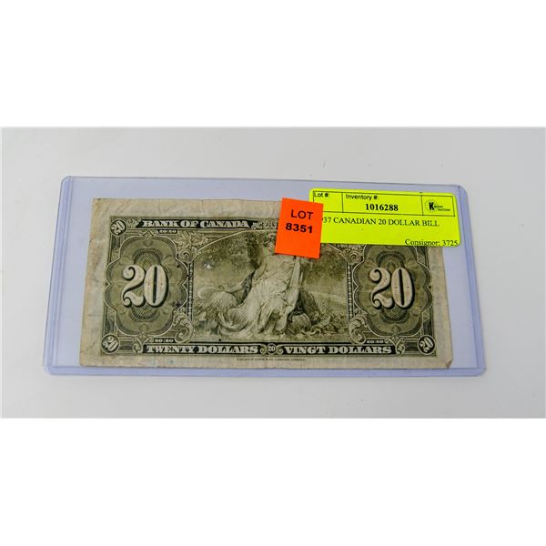 1937 CANADIAN 20 DOLLAR BILL