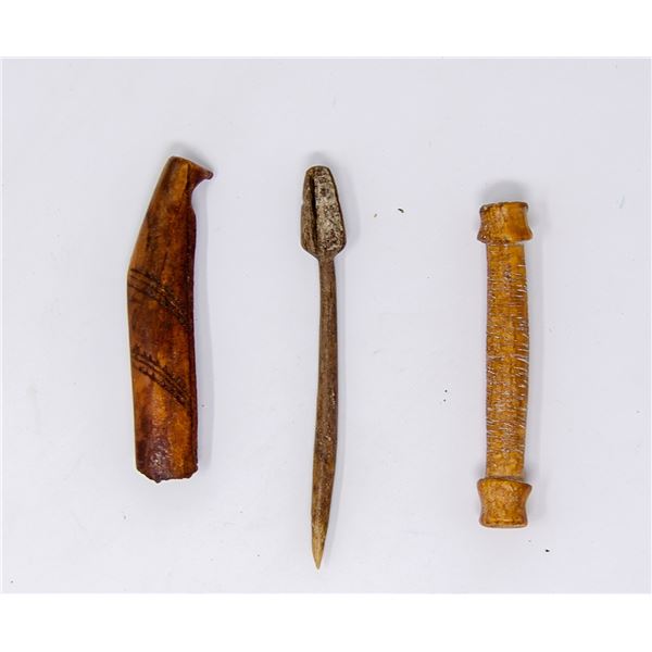 LOT OF THREE INUPIAT CARVED ARTIFACTS