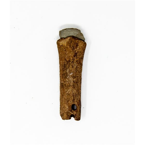 1800S INUIT BONE HANDLED STONE TOOL
