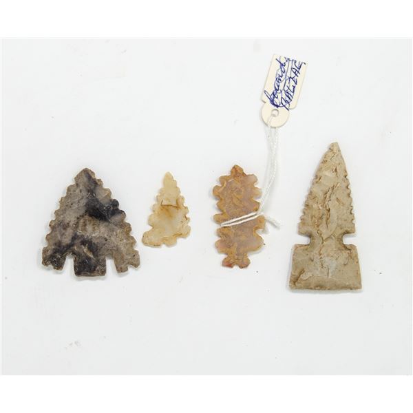 ANTIQUE CLAY COUNTY ARK INDIGENOUS ARROWHEADS X4