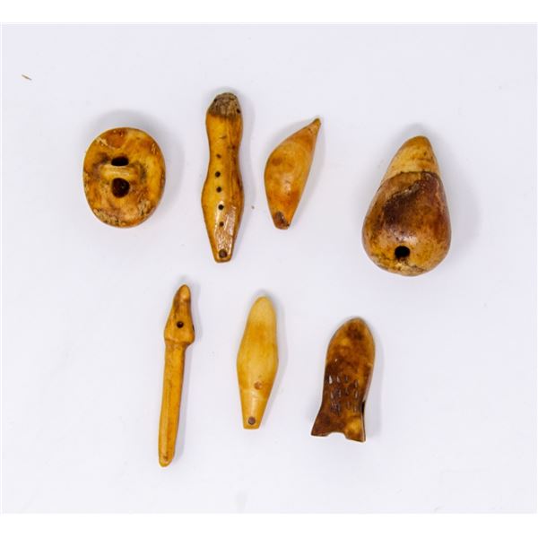 SELECTION OF SMALL BONE INUIT CARVINGS