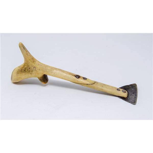 CARVED BONE WHALE SHAPED MEAT SCRAPER